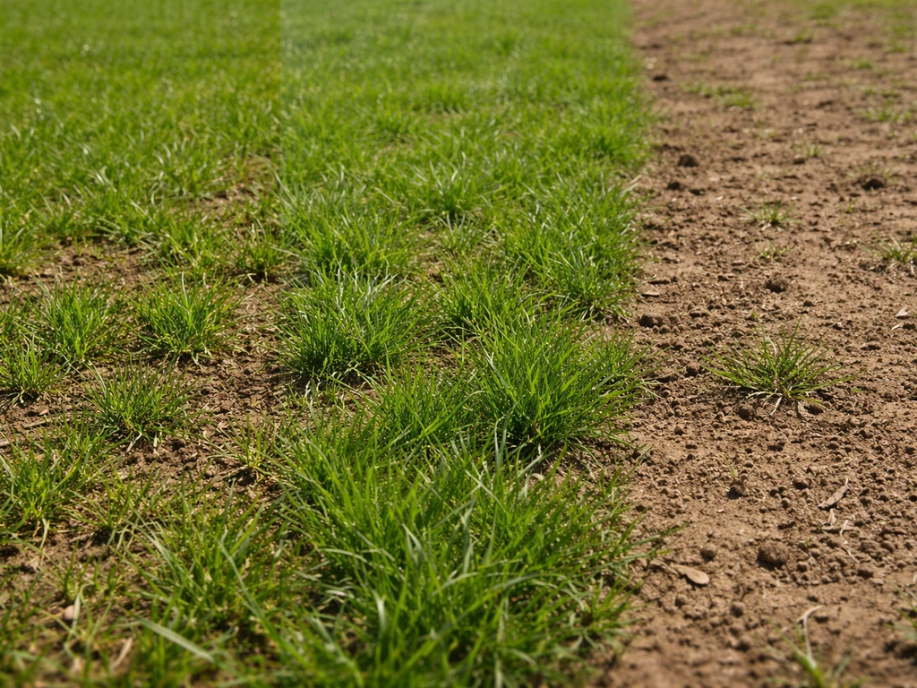 Trois zones de pelouse : regarnissage en petites taches, sursemis entre herbe, sol nu à refaire.
