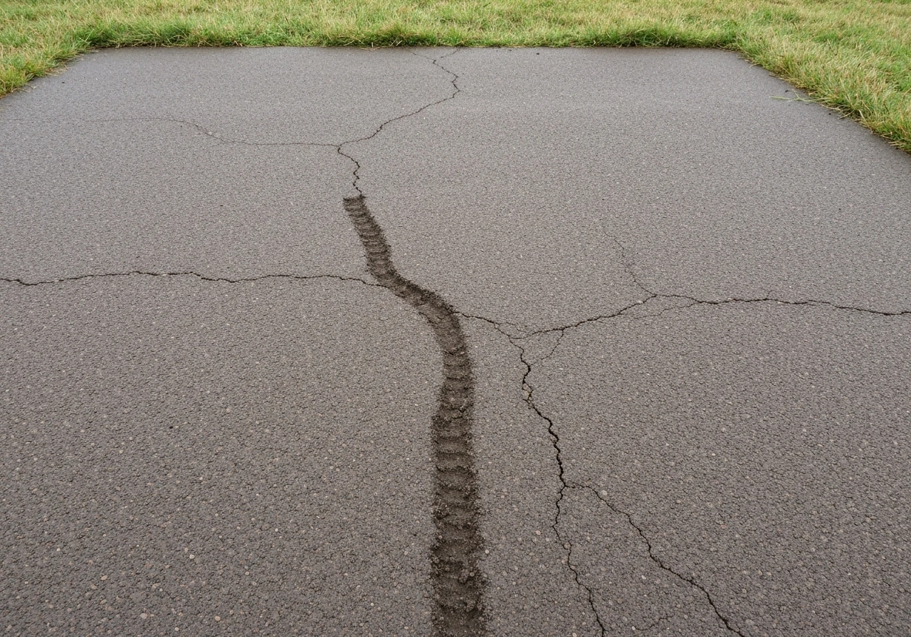 Sol argileux compacté et croûteux avec fissures, et légère trace d’ameublissement au premier plan.