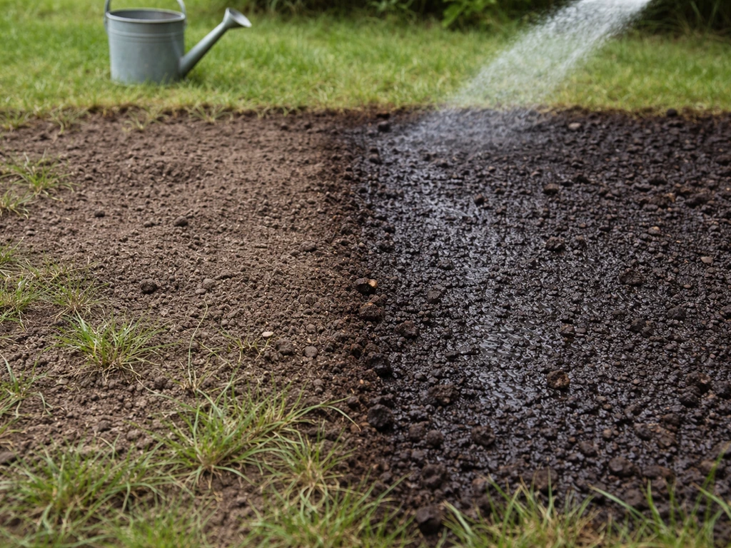 Jardin au sol : deux zones côte à côte, l’une juste humide en surface, l’autre humidifiée en profondeur.
